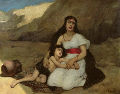 Mulher árabe e seu filho, 1877 de Gustave Krabansky