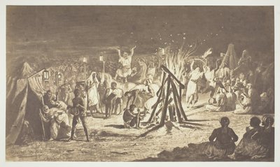 Sem título [Pintura das Fogueiras em Camp de Chalons por Bénédict Masson], 1857. de Gustave Le Gray
