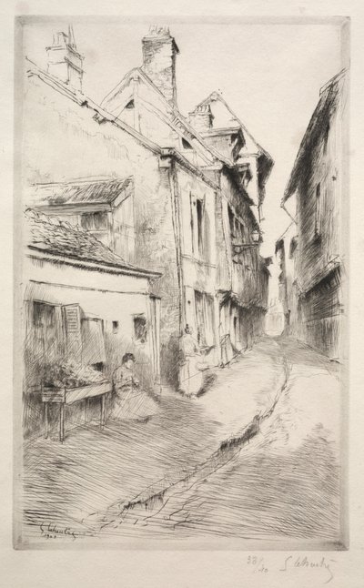 A rue de lecole em Troyes, 1902. de Gustave Leheutre