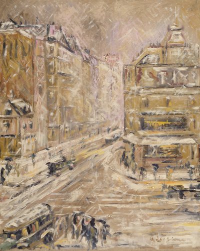 Rue de Clignancourt sob a neve, 1924 de Gustave Loiseau