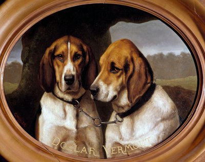 Cães Dólares e Vermutes Retratos de Cães de Caça. Pintura de Gustave Mohler (1836-1920) 1866 Gien, Museu da Caça. de Gustave Mohler