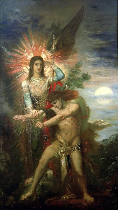 Jacó e o anjo, 1878 de Gustave Moreau