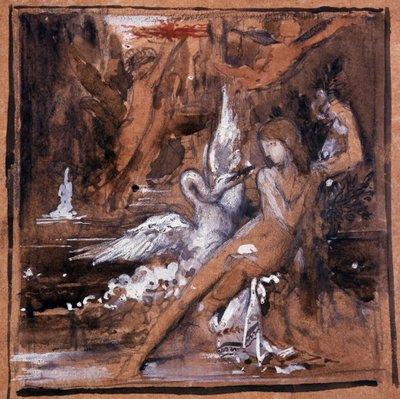 Leda e Swan. Desenho de Gustave Moreau (1826-1898). de Gustave Moreau