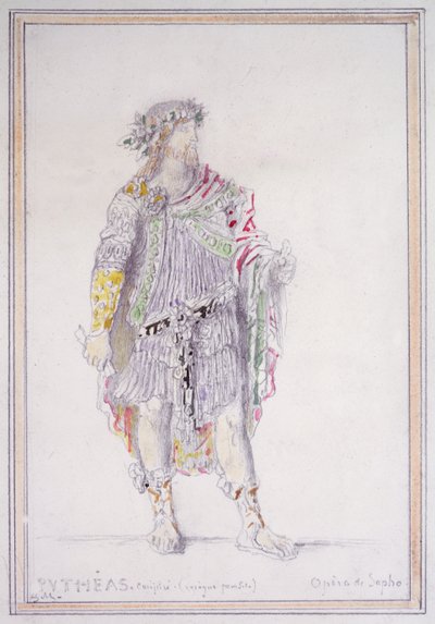 Pythéas, conspirador e parasita bêbado, personagem da Opèra de Sapho (lápis com aguarela e guache sobre papel) de Gustave Moreau