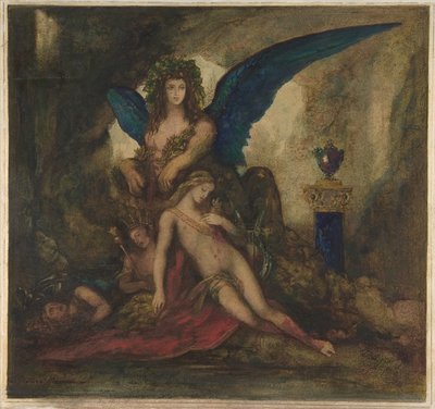 Esfinge numa gruta (Poeta, Rei e Guerreiro) de Gustave Moreau