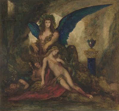 Esfinge em uma Gruta Poeta, Rei e Guerreiro, 1840-98. de Gustave Moreau