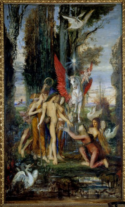 O poeta grego Hesíodo (século VIII a.C.) e as Musas Pintura de Gustave Moreau (1826-1898) século XIX, 263 x 155 cm Paris, Musee Gustave Moreau de Gustave Moreau