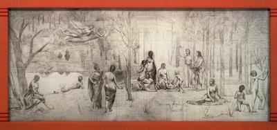 Moldura Art Nouveau para o desenho de Pierre Puvis de Chavannes (1824-1898), de Gustave Serrurier-Bovy (1858-1910), França de Gustave Serrurier Bovy