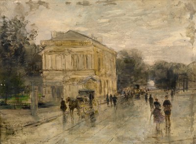 Bruxelas à chuva (óleo sobre painel) de Gustave de Duyts