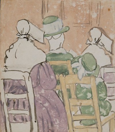 Figuras na igreja (aguarela sobre papel) de Gwen John