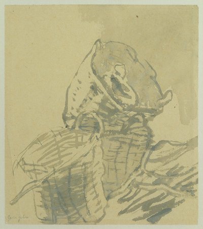 Cestos de Pescadores (lavagem cinza sobre papel) de Gwen John