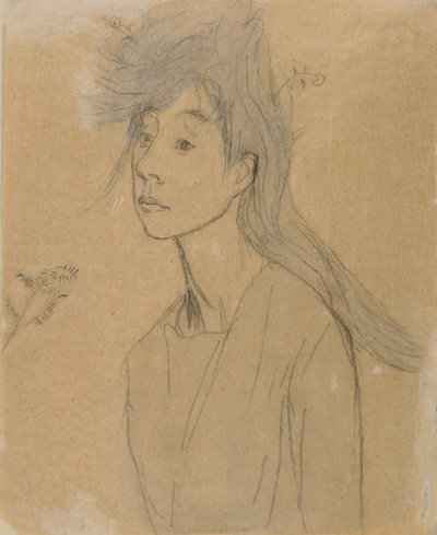 Ophelia: Portrait Imagine, c.1910 (giz e lavar no papel) de Gwen John