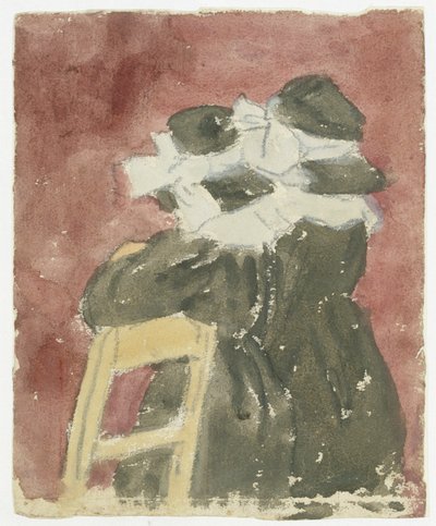Duas raparigas de pé na igreja (lápis com aguarela sobre papel) de Gwen John