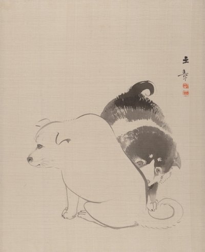 Um par de cachorros, 1868. de Gyokusho Kawabata