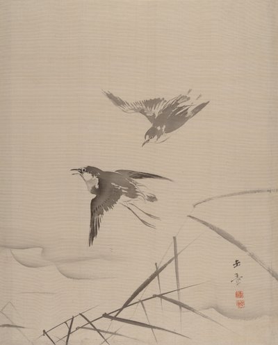 Pequenos pássaros e bambu, 1887-92. de Gyokusho Kawabata