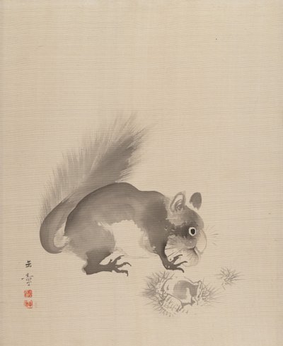 Esquilo comendo castanhas, 1887-92. de Gyokusho Kawabata