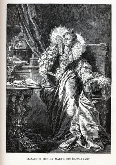 Elizabeth que assina a sentença de morte de Marys, 1882 de Gyula Benczúr