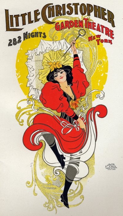 Entretenimento. Dança. Dançarina de latas. Cartaz de H.A. Thomas para um show no Little Christopher Theatre, New York, EUA, c.1895 (cartaz) de H.A. Thomas