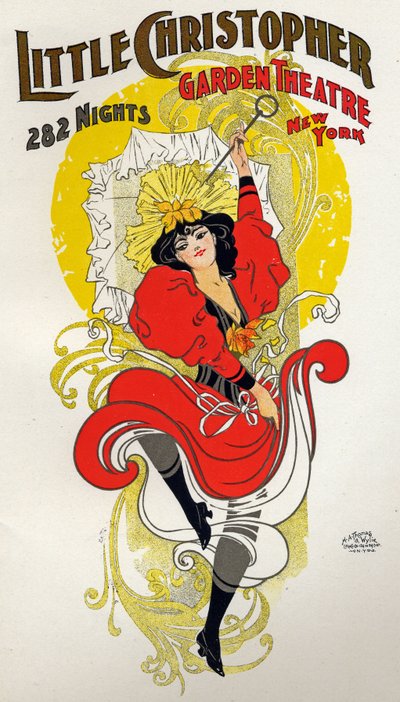 Mulher a dançar o cancan. Little Christopher Theatre, Nova Iorque de H.A. Thomas