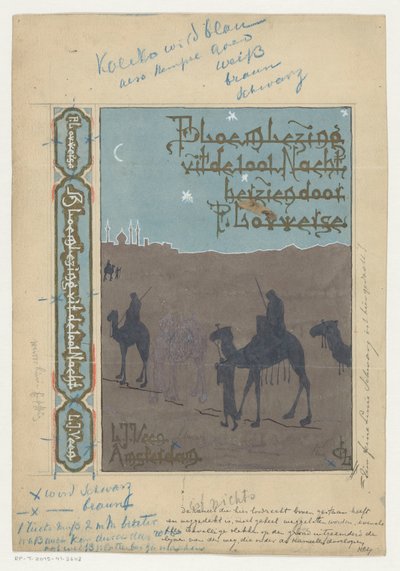 Desenho de encadernação para: Pieter Louwerse, Anthology from The Thousand and One Nights, 1910 de H.C. Louwerse (signed by artist)