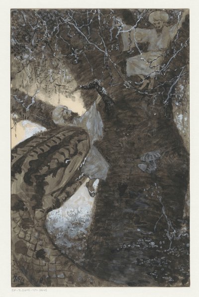 Homem na árvore é agarrado por uma cobra de H.C. Louwerse (signed by artist)