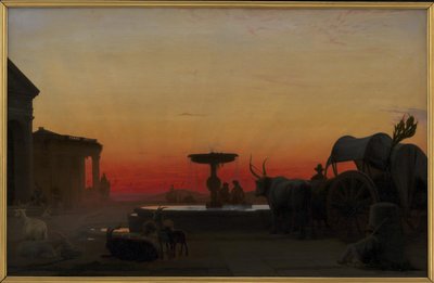 Uma praça em Ariccia, Itália. Após o por do sol de H.J. Hammer