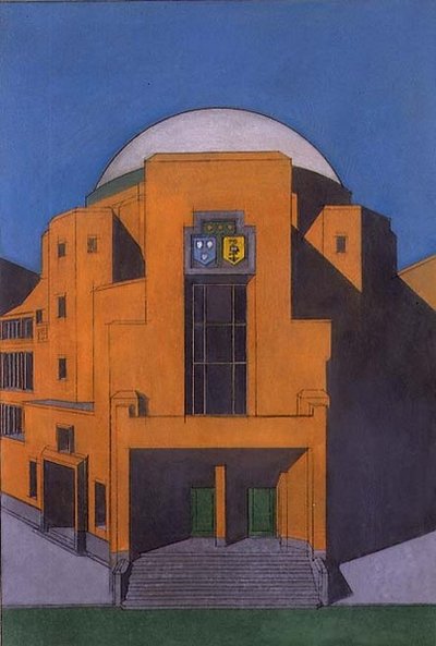 Plano da entrada do Gemeentemuseum, Haia (pastel) de H.P. Berlage