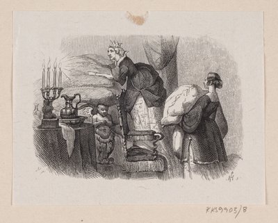 Ilustração para "A Princesa na Ervilha" em H.C. Andersen, "Contos de fadas e histórias", Volume 1 de H.P. Hansen