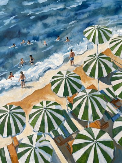 Guarda-sóis de praia às riscas verdes de HUGO