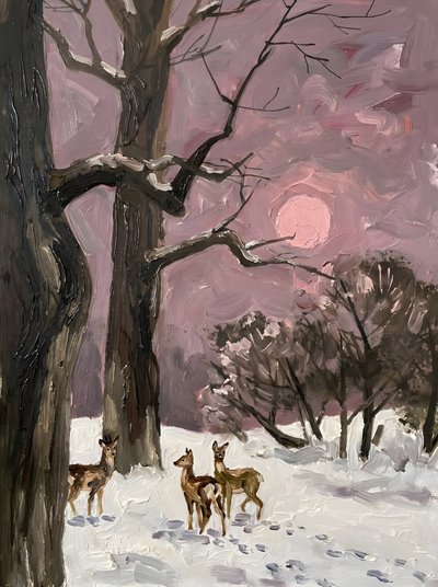 Veado de inverno ao luar de HUGO