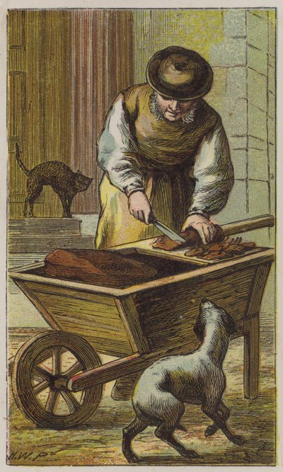 Homem da Carne de Gato (cor litho) de H.W. (after) Petherick