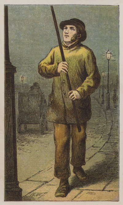 Lamplighter (cor litho) de H.W. (after) Petherick