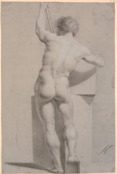 Modelo em pé. Visto de costas. Pessoal na mão esquerda de H.W. Bissen
