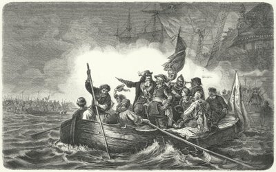 Exército de Frederick William, Eleitor de Brandenburgo, desembarque na ilha sueca de Ruegen de H. (after) Kretzschmer