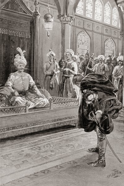 Sir Anthony Shirley visitando a corte de Shah Abbas o Grande, Pérsia em 1599, de Hutchinson