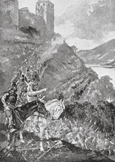 Teutões e celtas unem-se para expulsar os romanos da Gália (litografia) de H. M. (after) Burton