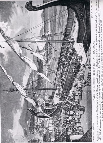 Carausius apreendendo a frota em Boulogne, ilustração da "História das Nações de Hutchinson", c.1910 de H. M. Burton