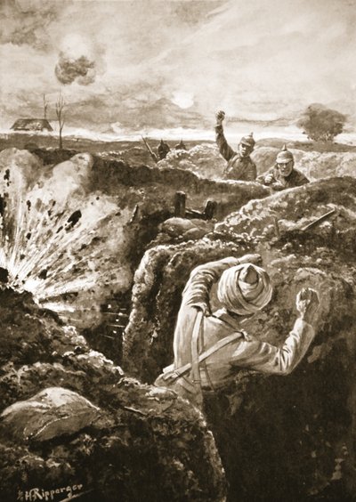 Tenente De Pass bombardeando o inimigo depois de entrar em um dos seus sucos de H. Ripperger