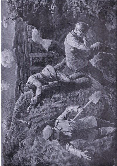 Segundo Tenente Rochfort pega uma bomba que estava prestes a explodir e a atira da trincheira (premiada com VC) (litho) de H. Ripperger