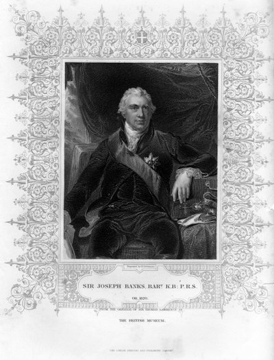 Sir Joseph Banks 1743-1820, naturalista inglês, botânico e patrono da ciência, século XIX. de H. Robinson