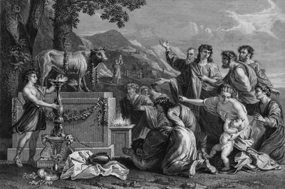 Eles fizeram deles um bezerro derretido e o adoraram, do século XIX de H. Robinson