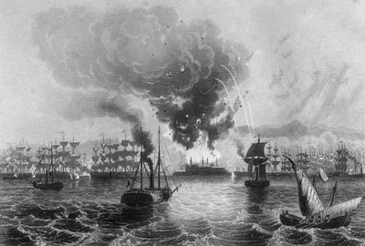 Bombardeio de St Jean DAcre pelo almirante Sir Charles Napier, 3 de novembro de 1840 c1857. de H. Winkles