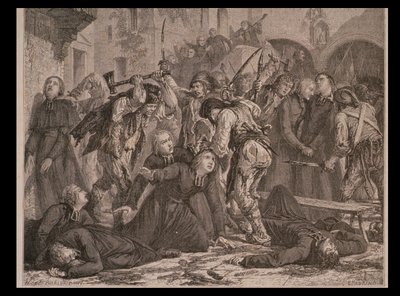 O Massacre dos Sacerdotes em setembro de 1792, gravado por Charles Maurand de H. de la Charlerie