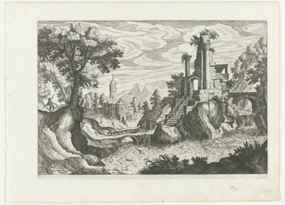 Paisagem com um rio e ruínas de H. van Schuppen
