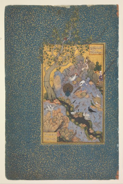 Página de um manuscrito de Mantiq al-Tayr (Conferência dos Pássaros) de Habiballah of Sava