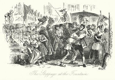 A paragem na fonte (gravura) de Hablot Knight (1815-92) (after) Browne