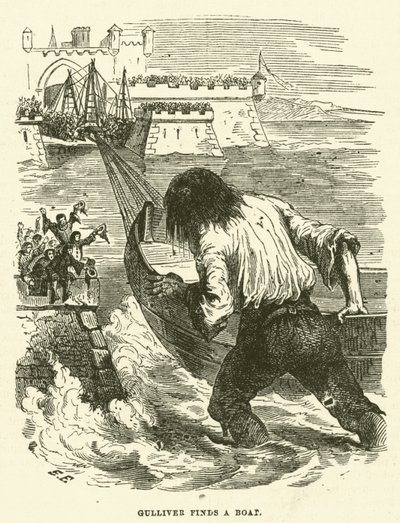 Gulliver encontra um barco (gravura) de after Hablot Knight Browne