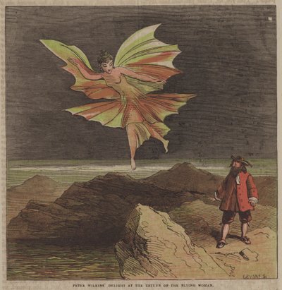 O prazer de Peter Wilkins no regresso da mulher voadora (cor litho) de after Hablot Knight Browne