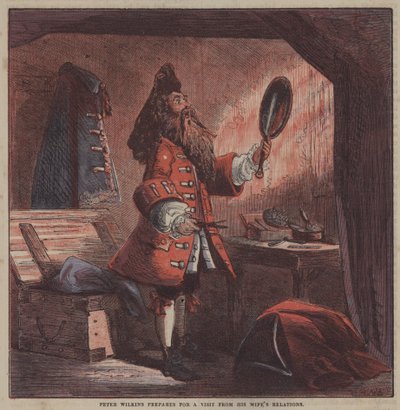 Peter Wilkins prepara-se para uma visita dos parentes da sua mulher (cor litho) de after Hablot Knight Browne