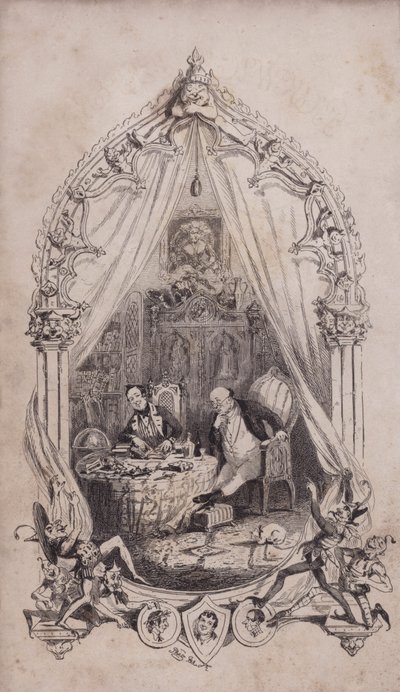 Samuel Pickwick e Alfred Jingle, ilustração do romance de Charles Dickens The Pickwick Papers (gravura) de after Hablot Knight Browne